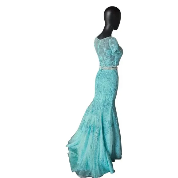 NWOT - 2 Piece Turquoise Fit/Flare Prom/Party Dress - Mori Lee - Picture 9 of 9